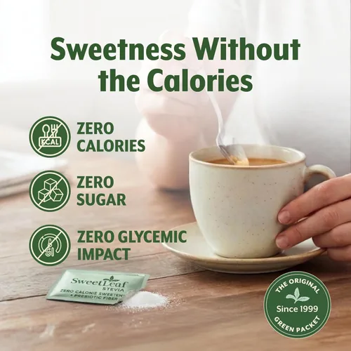 Vista 4 de SweetLeaf Edulcorante en polvo de stevia 500 paquetes (1 paquete) - Edulcorante sin calorías sin eritritol, extracto de hoja de stevia, sustituto