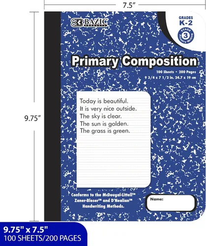 Vista 2 de BAZIC PRODUCTS Libro de composición de mármol primario de 100 unidades, para oficina de notas escolares
