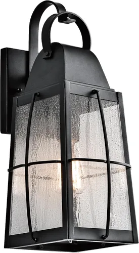 Vista 13 de Kichler Tolerand 49552BKT - Lámpara de pared para exteriores de 12 pulgadas en negro texturizado, 1 luz de pared exterior para porche con vidrio