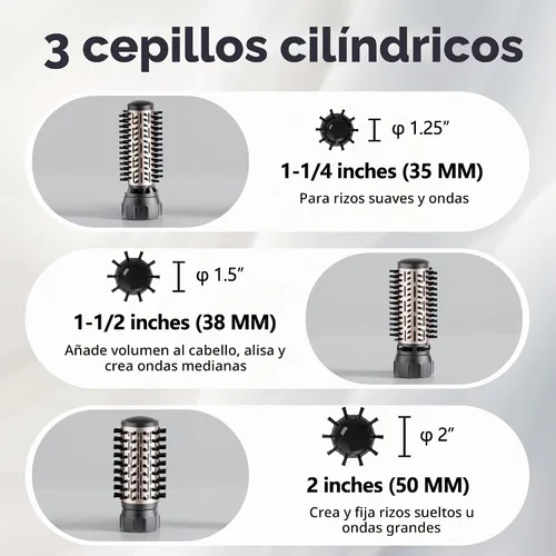 Vista 4 de Beautimeter Cepillo secador de pelo, cepillo de secado giratorio para golpes suaves, cepillo giratorio 3 en 1 para varios estilos de cabello