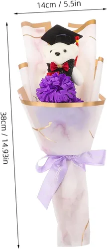 Vista 2 de BESPORTBLE Adorable ramo de flores de oso de graduación, lindo arreglo de muñeca de oso para fiesta de graduación para graduados, decoración floral