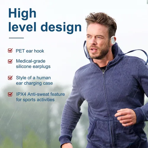 Vista 6 de redbeat Auriculares Bluetooth inalámbricos de oreja abierta, auriculares de conducción de aire con graves profundos, IPX4 impermeables con gancho