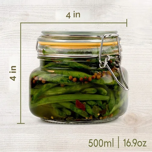 Vista 4 de Tarro de vidrio con tapa hermética 16 oz
