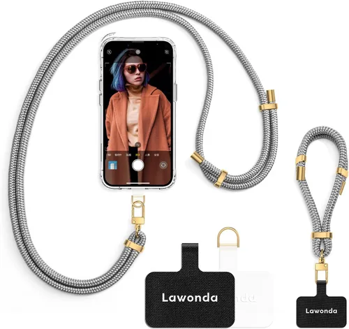 Vista 12 de 2 Almohadillas Cordón para Teléfono Ajustable Crossbody Correa para Cuello de Teléfono Celular Universal Cordón de Muñeca para Teléfono Móvil + 2pcs