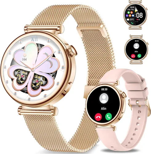 Vista 6 de Relojes inteligentes para mujer, reloj HD de 1.83 y 1.27 pulgadas con llamadas y mensajes/frecuencia cardíaca/sueño/ciclo femenino, reloj