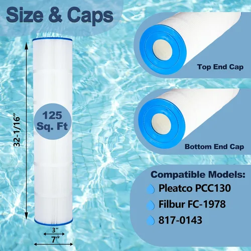 Vista 2 de Cartuchos de filtro de piscina PCC130 reemplazan a Pentair CCP520, Unicel C-7472, Filbur FC-1978, FC-6475, Clean and Clear Plus 520, 817-0143