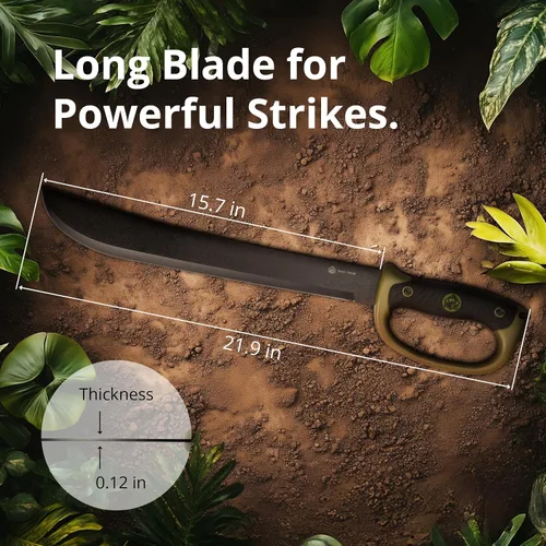 Vista 4 de Puma XP Bush23 Machete Mango de Goma Comoldado Negro/Verde con Funda de Nylon Balístico