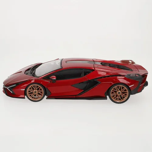 Vista 5 de Lamborghini Sian FKP 37 Rojo con ruedas de cobre 118 Modelo de automóvil fundido a presión por Bburago 11046 TY-18-11046R