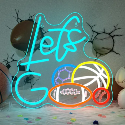 Vista 11 de Letrero de neón de béisbol, luz deportiva LED alimentada por USB, letrero azul usado para gimnasio, luz de béisbol para decoración de arte de pared