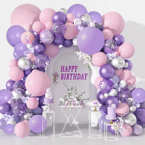 Vista 9 de Kit de guirnalda de arco de globos azules, 155 piezas de globos de confeti azul pastel metálicos de macaron para decoración de fiestas temáticas