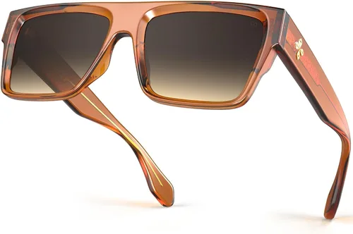 Vista 10 de VISOONE Oversized Square Flat Top Sunglasses Women Men Negro/Gris Profundo