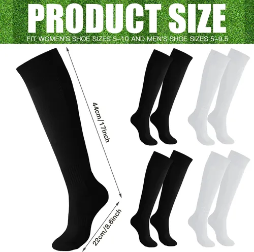 Vista 2 de Handepo 4 pares de calcetines de béisbol para hombre, calcetines de sóftbol negro, gris, blanco, rojo, azul real, calcetines deportivos deportivos