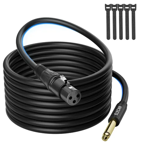 Vista 6 de Elecan Cable de micrófono XLR hembra a TS mono desequilibrado de 1/4 pulgadas 6.35mm 1.2 m, adaptador de cable de conexión profesional