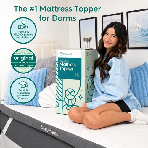 Vista 2 de Sleepyhead - Cubrecolchón matrimonial de 3 pulgadas, de espuma viscoelástica con infusión de gel con funda lavable, esencial para dormitorio