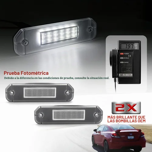 Vista 2 de Repuesto de luz LED para placa de matrícula para Hon'da Civic Gen 6th 1992-2000, Del Sol 1993-1997, compatible con OEM 6000K xenón blanco 18-SMD sin
