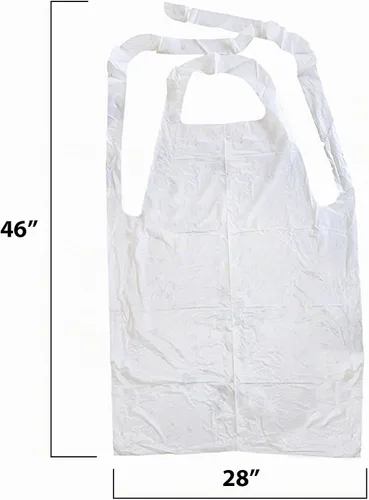 Vista 2 de MT Products 2 Mil White Disposable Poly Aprons 46"x28" - Waterproof Plastic Bibs for Cooking, Dishwashing & Art (Bulk)