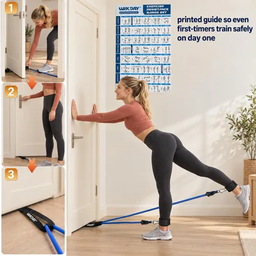 Vista 4 de WIKDAY Resistance Bands with Handles for Exercise,beginners Color de 150 libras