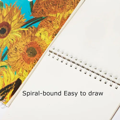 Vista 4 de Paquete de 2 libros estéticos de bocetos en espiral para niños, 98 libras/5.64 oz/m², papel grueso sin ácidos, A4, diario mixto en blanco, cuaderno