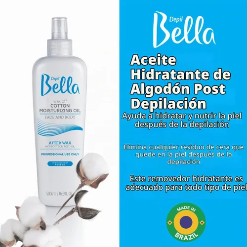 Vista 2 de Depil Bella Aceite hidratante post depilación Aceite de semilla de algodón para una piel suave y tersa 16.9 fl oz