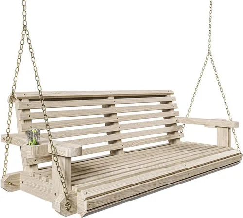Vista 4 de Porchgate Amish - Columpio para porche con tratamiento cómodo, de 800 libras, con cadenas (4 pies, abedul)