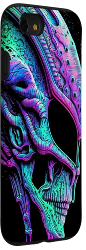 Vista 33 de iPhone 13 Pro Trippy Vaporwave Alien Head Skull Dripping Paint UFO Art Case
