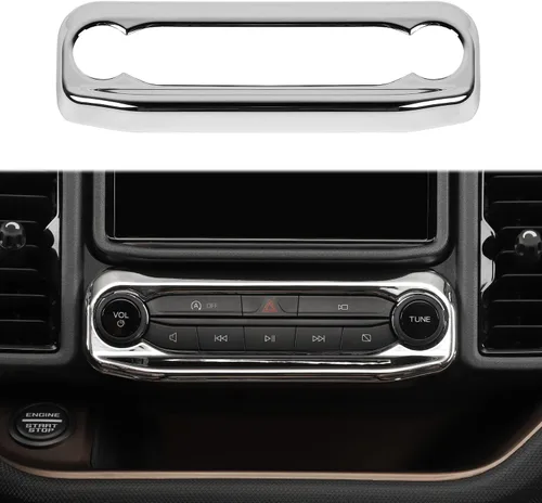 Vista 10 de Linskip Moldura de unidad de audio compatible con Ford Bronco Sport 2021 2022 2023 2024, cubierta del panel de control de volumen de la consola