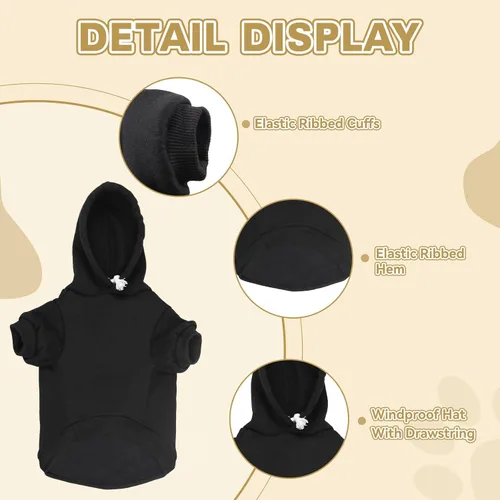 Vista 4 de Suéteres para perros pequeños, sudadera con capucha para perro, suéter de forro polar para mascotas, ropa suave con bolsillo, sudadera con capucha