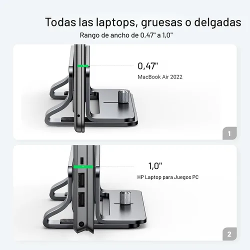 Vista 3 de UGREEN Soporte vertical para laptop para escritorio compatible con MacBook Pro, MacBook Air, soporte vertical de aluminio ajustable para portátiles