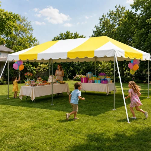 Vista 13 de Party Tents Direct Carpa para Fiesta de 20x30 - Marco de Acero - Gazebo al Aire Libre, Pabellón, Sombrilla para Sol, Refugio para Acampada - Verde