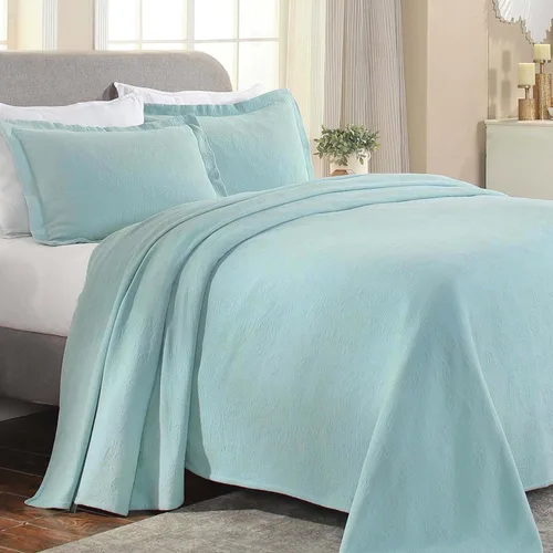 Vista 2 de Superior colcha de una plaza de jacquard y matelasse 100 % algodón de alta calidad, turquesa, individual, Agua (Aqua), gemelo Juego de colcha