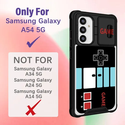 Vista 2 de Funda para teléfono Samsung Galaxy A54 5G 2 en 1 para hombres y niños, linda funda divertida y divertida para adolescentes, niños, videojuegos