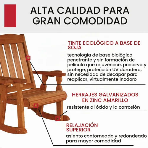 Vista 3 de Amish Casual Mecedora resistente con tratamiento a presión de 600 libras con portavasos (mancha de cedro)