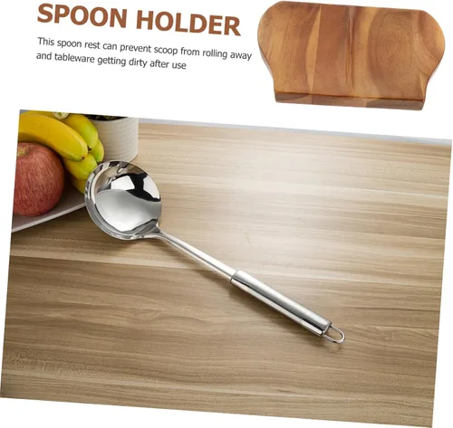 Vista 6 de MAGICLULU Soporte de cuchara de madera para cocina, soporte para cuchara, plato de cuchara, bandeja para cucharas, soporte para espátula, soporte