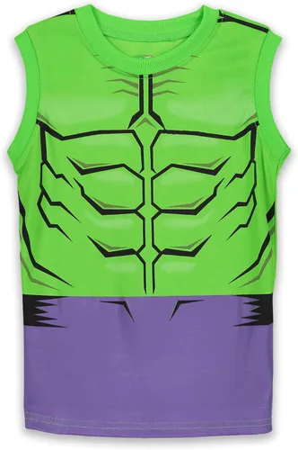 Vista 2 de Marvel Avengers Black Panther Hulk Spiderman - Conjunto de camiseta sin mangas y pantalones cortos para niños
