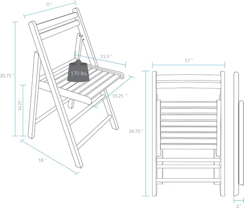 Vista 2 de Casual Home Juego de 2 sillas plegables de madera - Espresso
