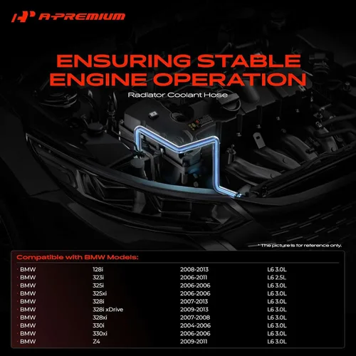 Vista 2 de A-Premium Manguera de tubo de agua refrigerante del radiador superior Compatible con BMW E82, E88, E89, E90, E91, E92, E93, 323i, 325i, 325xi, 328i