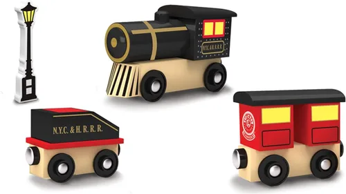 Vista 2 de MasterPieces Lionel - Juego de tren de madera original de 3 piezas, motor de vapor original, juguete para niños y niños con licencia