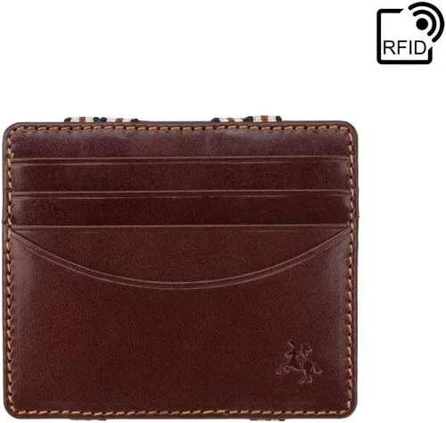 Vista 3 de Slim Collection Milkman'sMagic Cartera de cuero RFID Bloqueo VSL38, Marrón, Cartera de cuero mágico de lechero