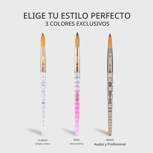 Vista 5 de Kiara Sky Pincel Acrílico #8 - Negro 100% Puro Kolinsky Mango de Corte de Cristal y Resistente al Acetona