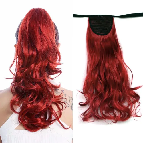Vista 8 de Extensiones de cabello sintético de 20 pulgadas, 3.17 oz, ondulado, rizado, resistente al calor, fibra sintética para mujer