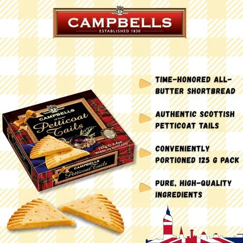 Vista 4 de Campbells All Butter Shortbread - Colas de enagua, una deliciosa selección de mantequilla en caja de regalo
