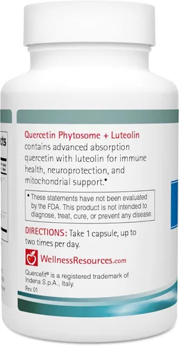 Vista 2 de Wellness Resources Fitosoma de quercetina de 250 mg con luteolina 100 mg, estabilizador de mastocitos y apoyo natural de histamina para alergias