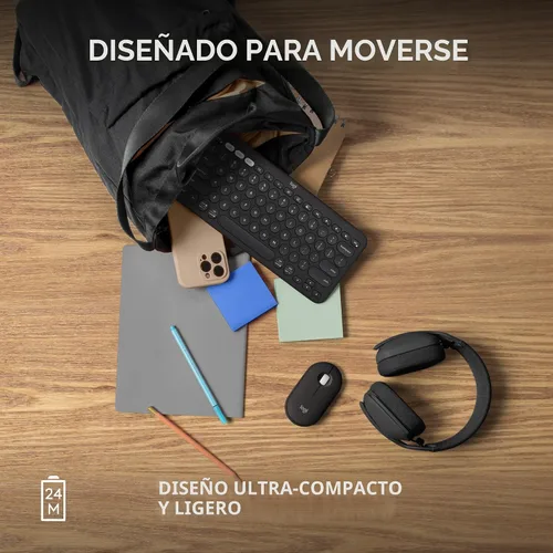 Vista 7 de Logitech Pebble Mouse 2 M350s Slim Bluetooth Ratón inalámbrico, portátil, ligero, botón personalizable, clics silenciosos, fácil de cambiar
