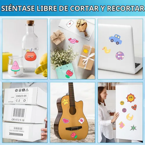 Vista 3 de Papel adhesivo de vinilo imprimible de alta calidad para impresora de inyección de tinta y láser, 100% transparente, 30 hojas autoadhesivas