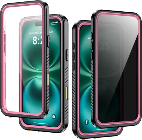 Vista 30 de Funda impermeable para iPhone 15, protector de pantalla de privacidad integrado y protector de pantalla HD [IP68 bajo el agua] a prueba de golpes a