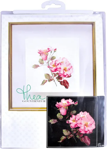 Vista 5 de Thea Gouverneur - Kit de punto de cruz con cuentas - Rosa Leersum - Aida Black - 18 unidades - Kit de bordado para adultos - Hilos de bordado DMC