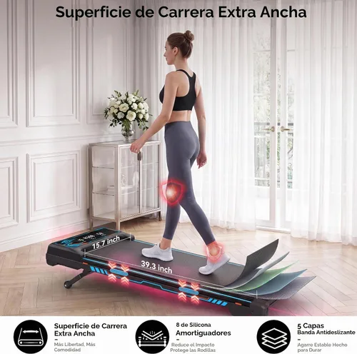 Vista 5 de Cinta de correr para debajo del escritorio con 15% de inclinación automática, almohadilla de marcha con motor sin escobillas de 3.5 HP, caminadora