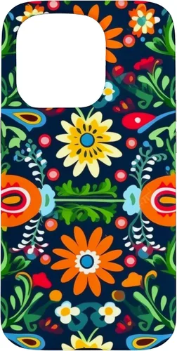 Vista 14 de Funda para iPhone 16 con diseño floral mexicano tradicional mexicano