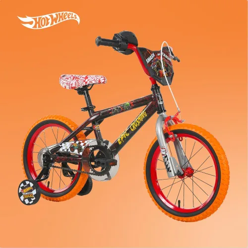 Vista 6 de Dynacraft Hot Wheels BMX Bike for Boys, 12-18 Inch Kids Bike, Ages 3-9, Rev Grip Handlebar Feature, Red & Black