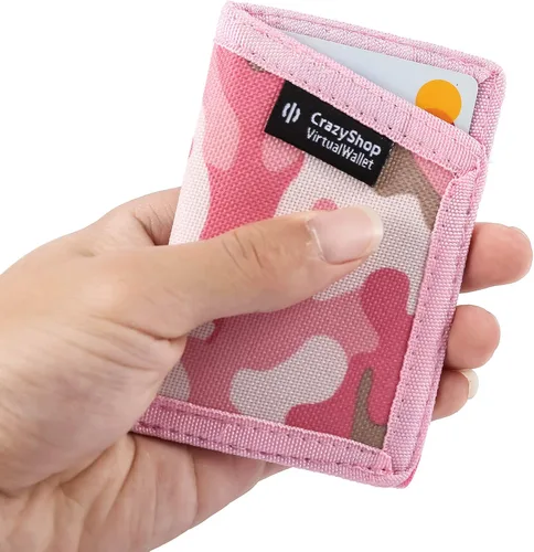 Vista 5 de Cartera minimalista de bolsillo frontal de lona delgada con cierre de banda elástica